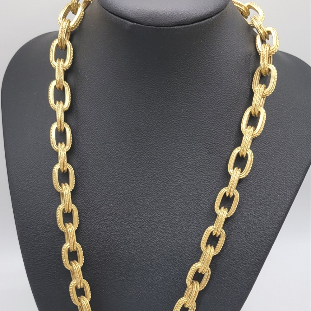 STUNNING ITALIAN 18K SOLID GOLD ROLO STYLE NECKLACE, 46 GRAMS